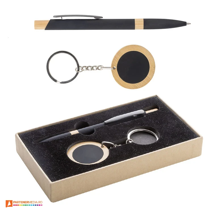 Seturi de breloc cu pix promotionale, in cutie de cadou din carton seturi de cadou de pixuri cu breloc ap808182