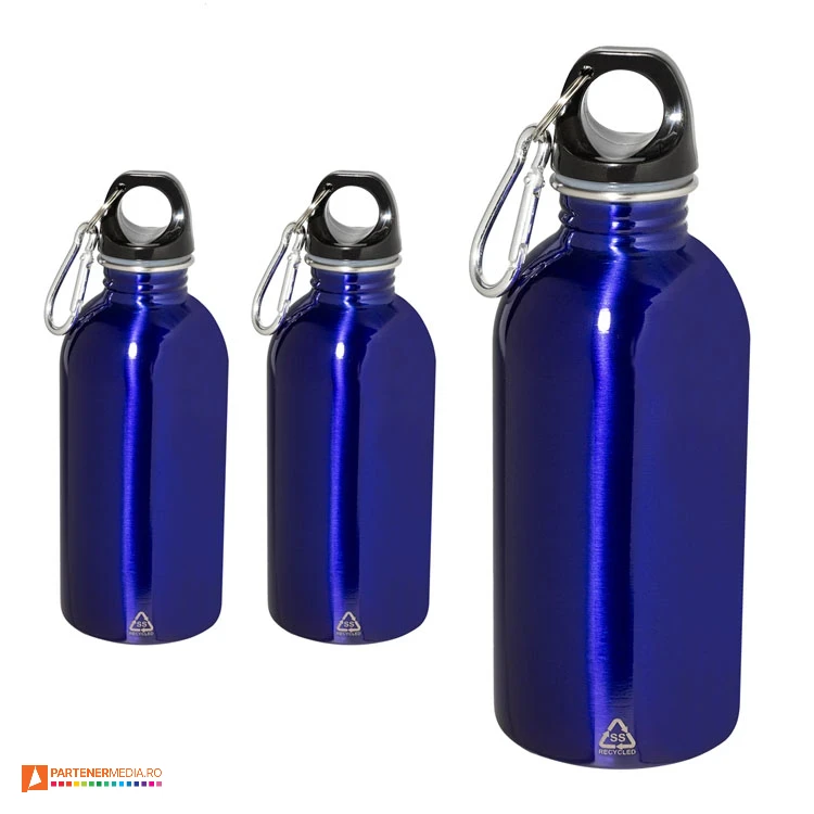 sticle albastre de baut de 400 ml din otel inoxidabil reciclat cu carabina ap808228 poza 4