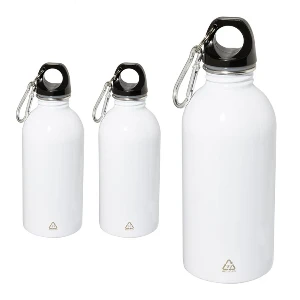 sticle albe de baut de 400 ml din otel inoxidabil reciclat cu carabina ap808228 poza 2