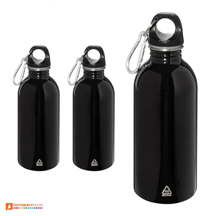 sticle negre de baut de 400 ml din otel inoxidabil reciclat cu carabina ap808228 poza 7