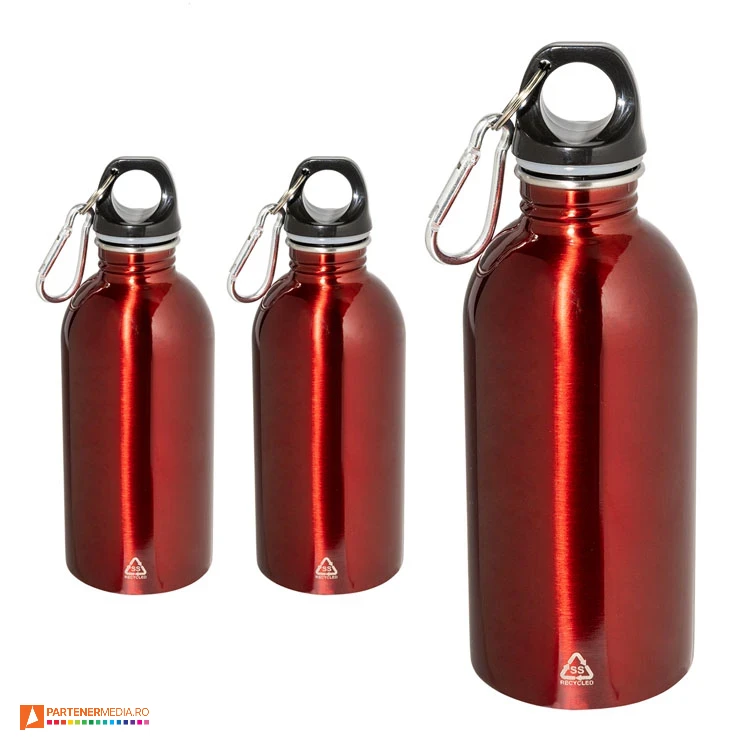 sticle rosii de baut de 400 ml din otel inoxidabil reciclat cu carabina ap808228 poza 5