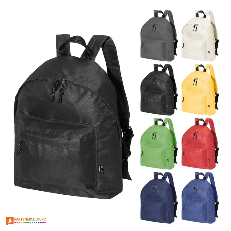 rucsacuri promotionale din poliester reciclat cu buzunar frontal ap808284 rucsacuri promotionale din poliester reciclat cu buzunar frontal ap808284 poza 1