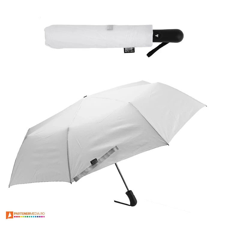 umbrele pliabile albe din poliester reciclat cu maner ergonomic ap808287 umbrele pliabile albe din poliester reciclat cu maner ergonomic ap808287 poza 2