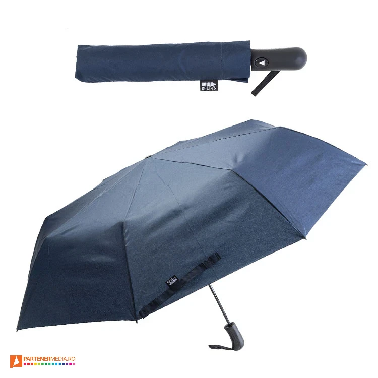 umbrele pliabile bleumarin din poliester reciclat cu maner ergonomic ap808287 umbrele pliabile bleumarin din poliester reciclat cu maner ergonomic ap808287 poza 3