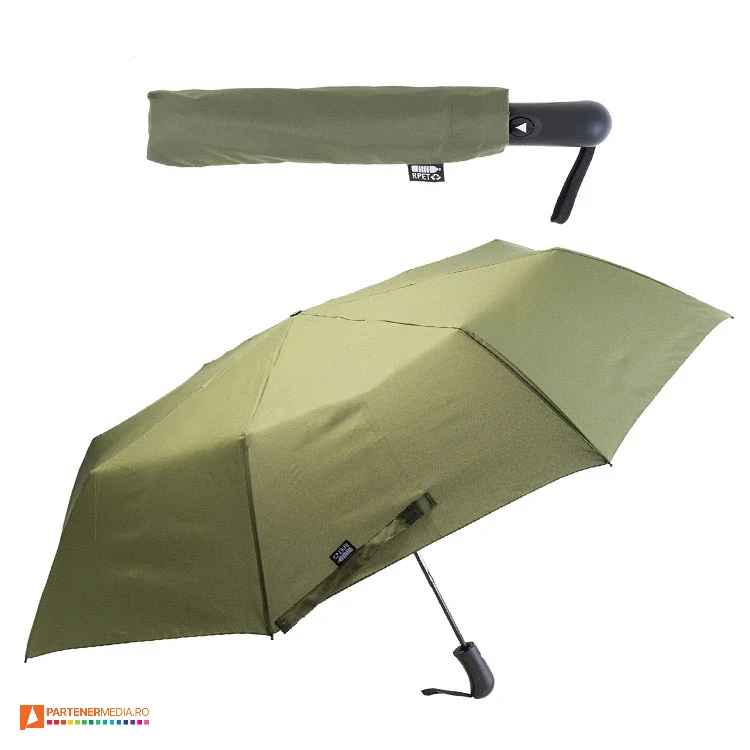 umbrele pliabile verzi din poliester reciclat cu maner ergonomic ap808287 umbrele pliabile verzi din poliester reciclat cu maner ergonomic ap808287 poza 5