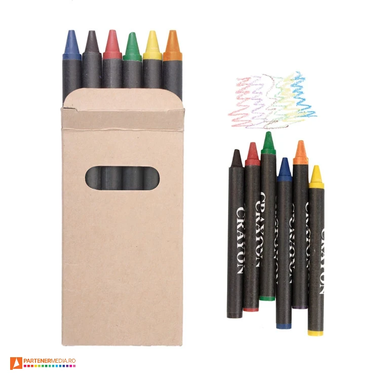 seturi de 6 creioane cerate in cutie din carton kraft ap808504 poza 1