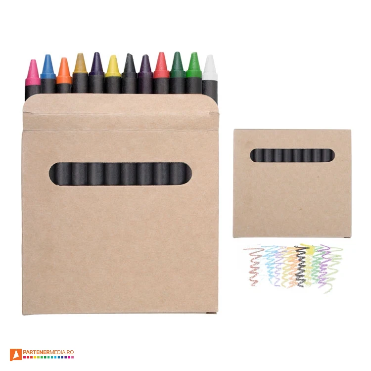 seturi de 12 creioane cerate in cutie din carton kraft ap808505 seturi de 12 creioane cerate in cutie din carton kraft ap808505 poza 1