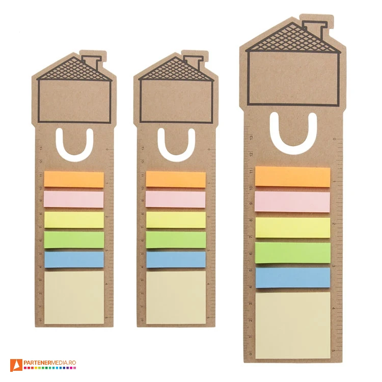 Semne de carte din carton kraft cu notite adezive galbene si etichete colorate semne de carte cu etichete colorate incluse ap808722