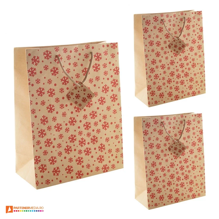 pungi de cadou din hartie kraft cu design de craciun ap808766 poza 1