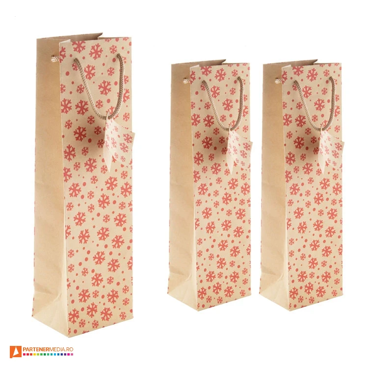 pungi de sticle din hartie kraft cu design de craciun ap808768
