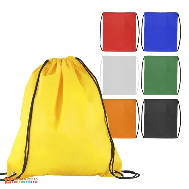 Rucsacuri de 4 litri de tip drawstring, din material netesut cu snururi duble negre rucsacuri drawstring din material netesut ap809442
