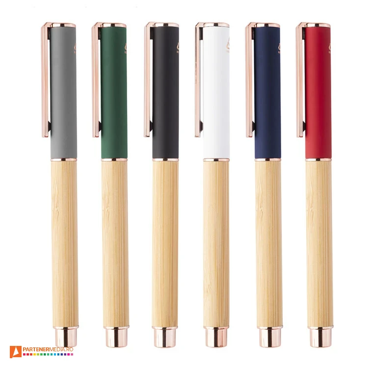 pixuri din lemn cu capac colorat si accesorii metalice aurii ap809617 pixuri din lemn cu capac colorat si accesorii metalice aurii ap809617 poza 1