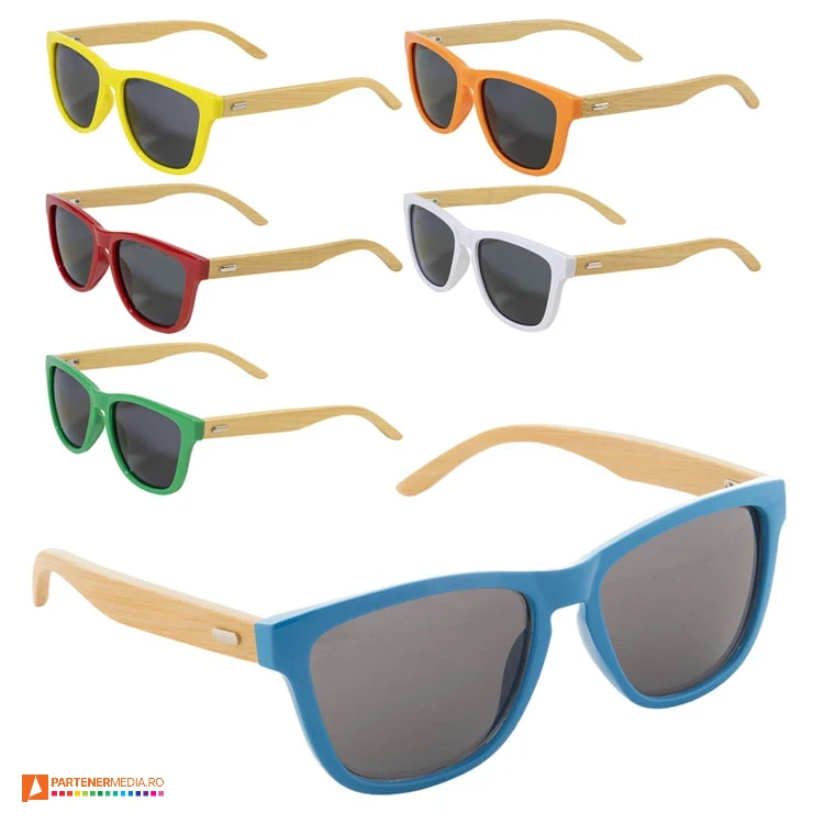 Ochelari de soare promotionali cu rama din plastic si brate din lemn de bambus ochelari promotionali de soare cu brate din lemn ap810428