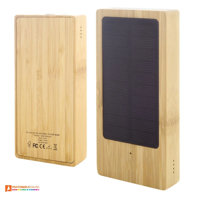 power bank uri solare din lemn de bambus de 8000 mah ap810468 poza 1