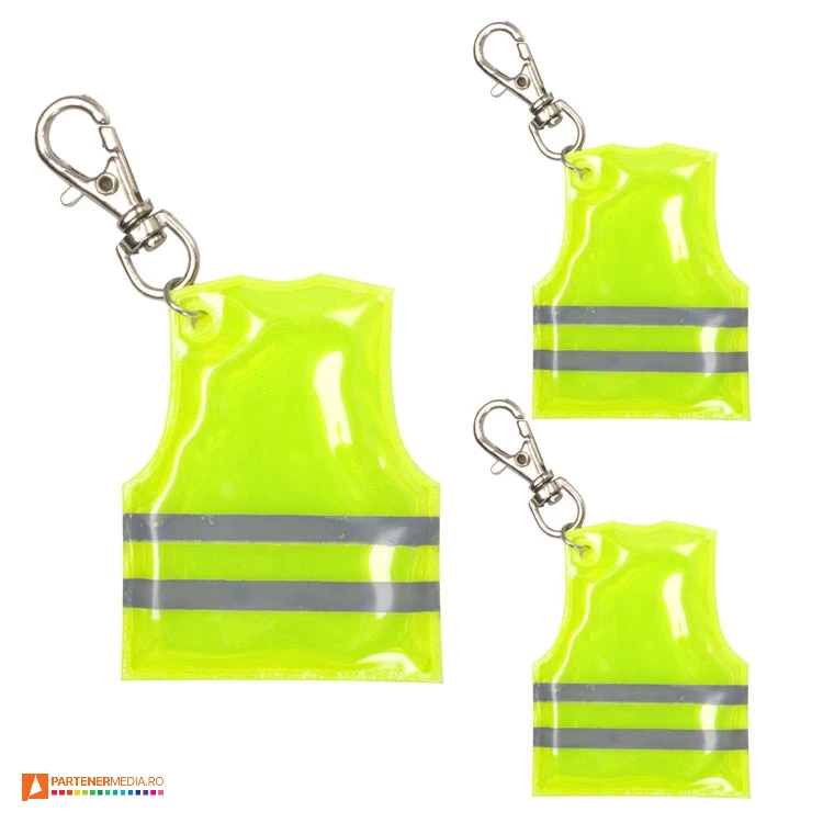 Brelocuri reflectorizante promotionale din PVC cu forma de vesta brelocuri reflectorizante cu forma de vesta ap811401