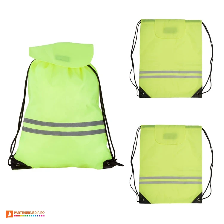 rucsacuri galbene drawstring cu benzi reflectorizante ap842003 poza 1