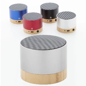 boxe audio portabile din aluminiu reciclat cu baza din lemn ap864024 poza 1