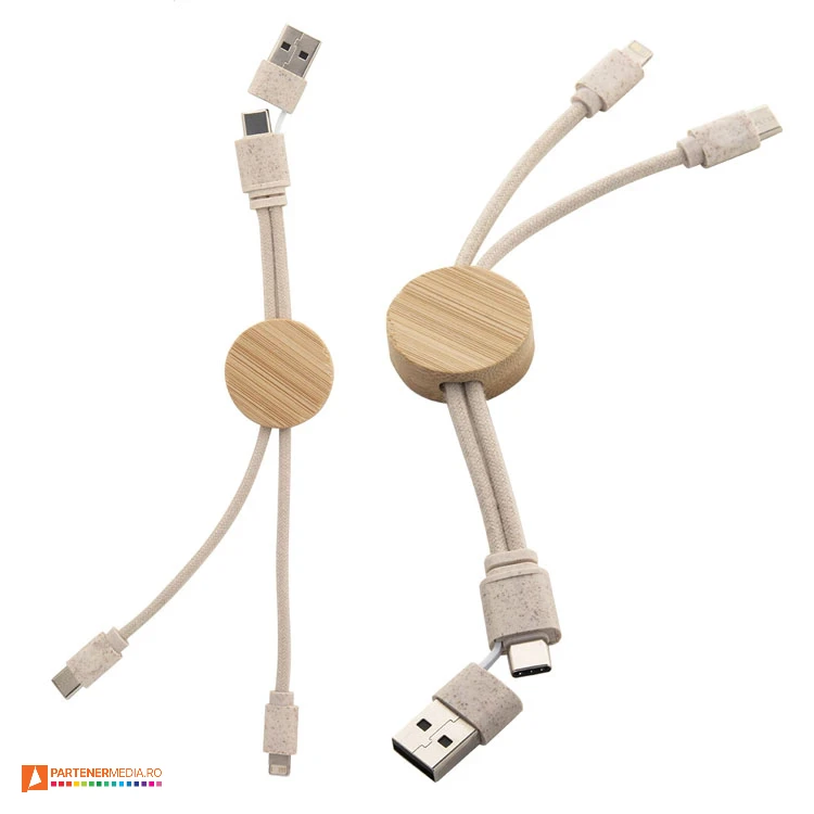 cabluri ecologice usb cu element rotund din lemn ap864029 poza 1