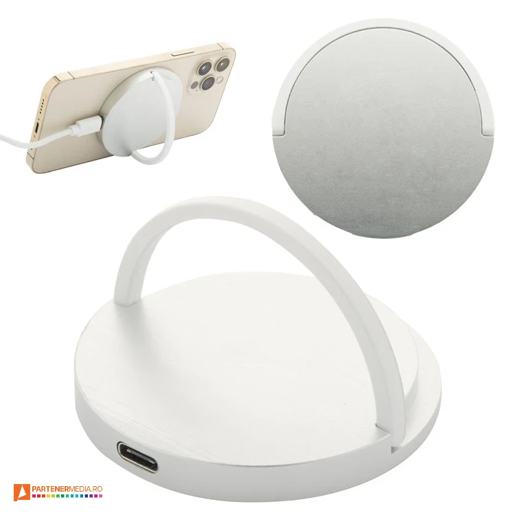 Incarcatoare wireless magnetice cu putere de 15W si suport pliabil incarcatoare promotionale wireless de 15w ap864035