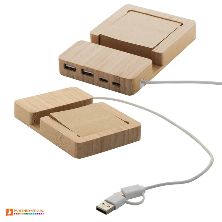 porthub uri usb cu suport de telefon si bloc de hartie ap864043 poza 1
