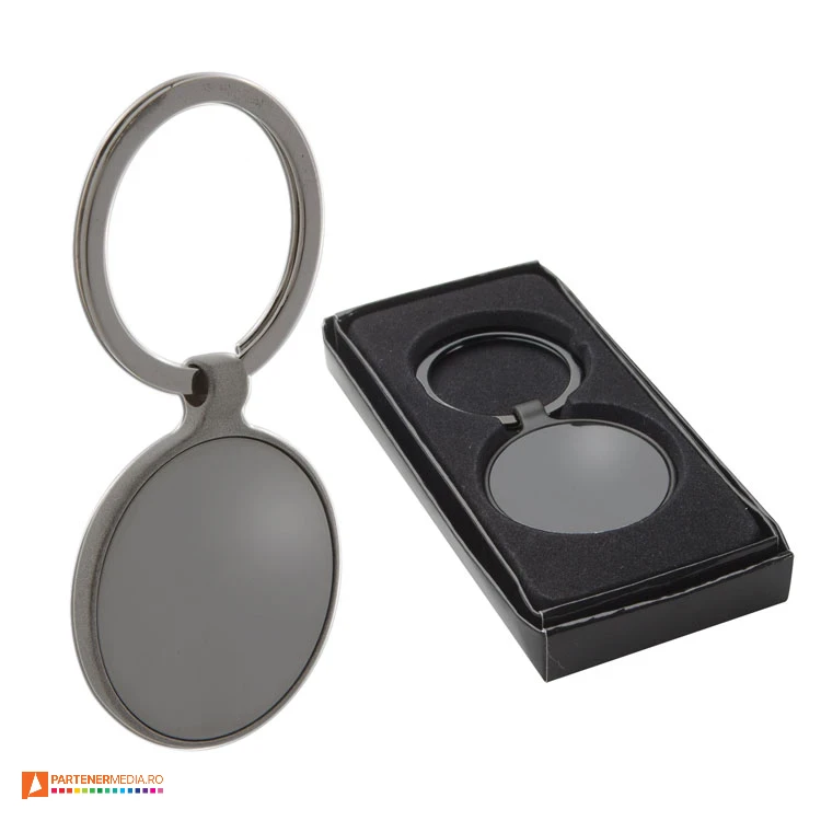 brelocuri metalice promotionale cu forma rotunda si cutie de cadou ap873022 poza 1