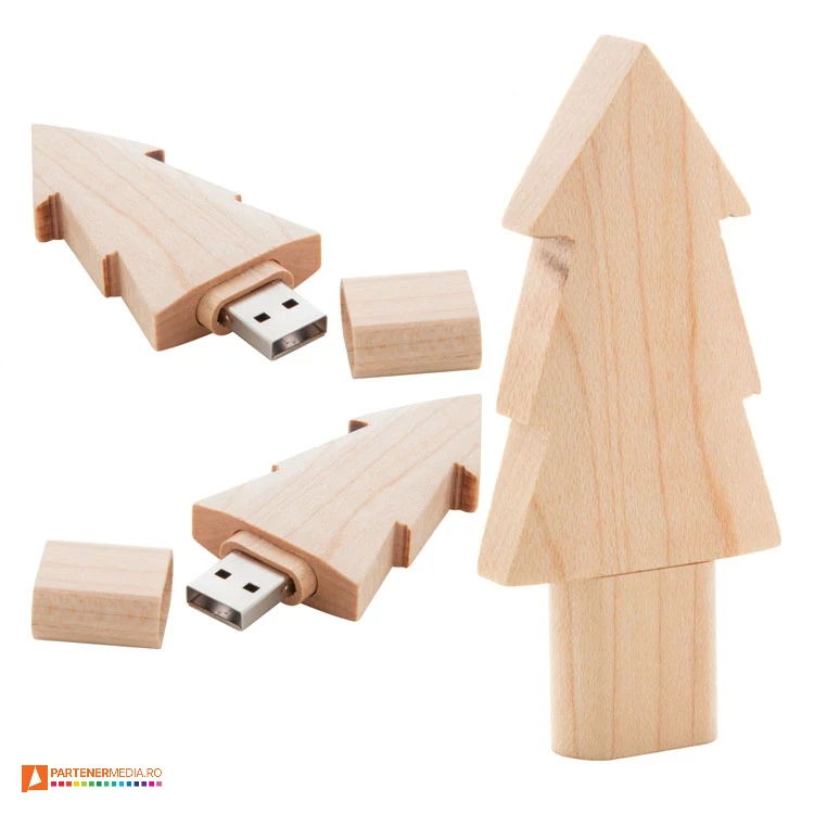 memory stick uri usb de din lemn de bambus cu forma de brad ap897088