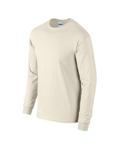 bluze albe barbatesti Gildan 2400 cu maneci lungi si guler rotund poza 4