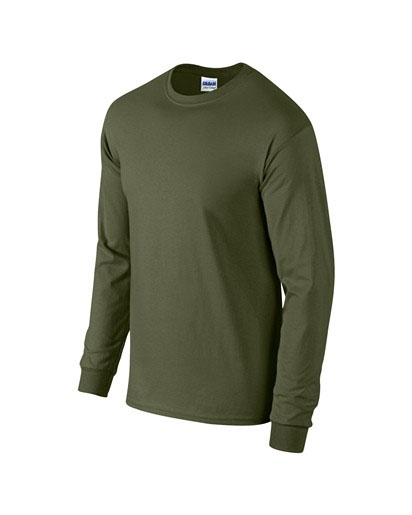 bluze khaki barbatesti Gildan 2400 cu maneci lungi si guler rotund poza 13