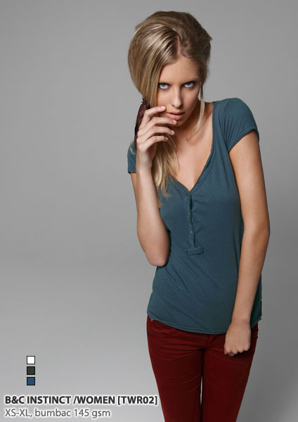 bluze promotionale de dama cu nasturi si maneci scurte Instinct Women TWR02 poza 1
