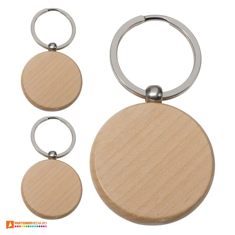 brelocuri promotionale rotunde din lemn de fag 064401
