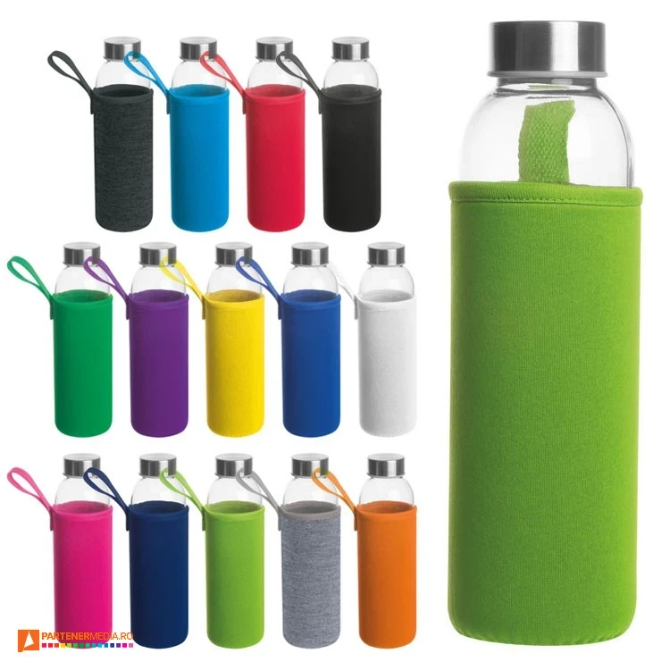sticle de 500 ml cu husa colorata din neopren 0842