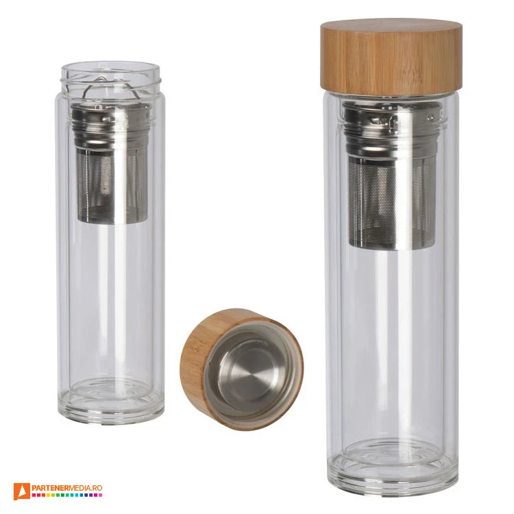 Sticle promotionale transparente cu infuzor si capacitate de 420 ml sticle de 420 ml cu infuzor 134366