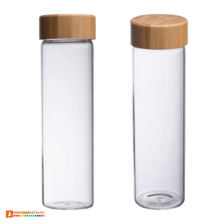 Sticle transparente de baut de 500 ml cu capac din bambus sticle de baut de 500 ml cu capac din lemn 1541
