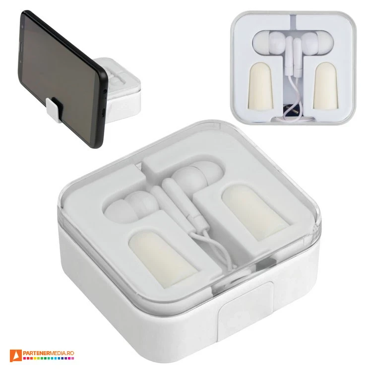 casti audio cu fir si carcasa suport de telefon 154906 poza 1