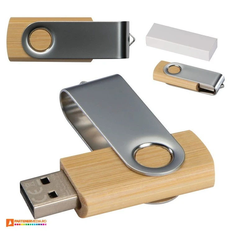 stick uri usb de 8 gb twister din lemn de bambus 248801
