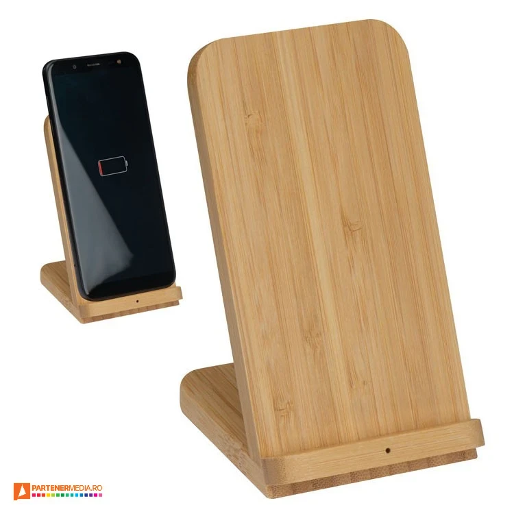 incarcatoare promotionale wireless din lemn de bambus 319113