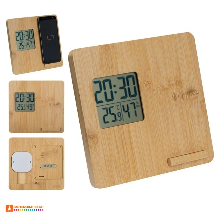 ceasuri de birou din lemn cu incarcator wireless 319413