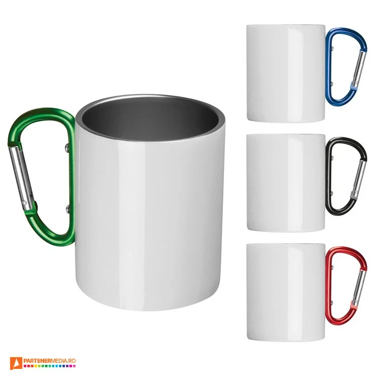 Cani metalice cu capacitate de 300 ml si carabina colorata cani din otel inoxidabil cu carabina 3835