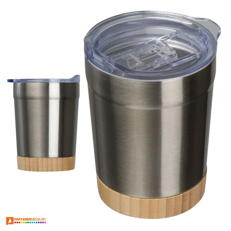 pahare metalice de 300 ml cu capac transparent 4389