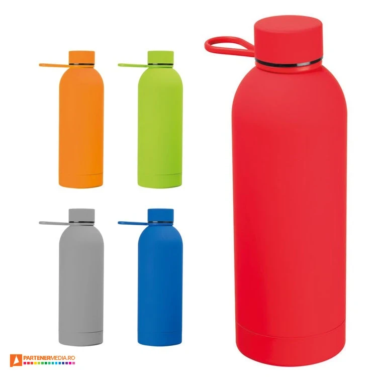 Sticle promotionale din otel inoxidabil de 750 ml cu suprafata cauciucata colorata sticle din otel inoxidabil cu suprafata cauciucata colorata 4968