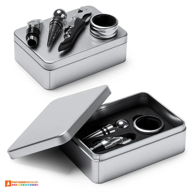 seturi de 4 accesorii metalice pentru sticle de vin ab4112 poza 1