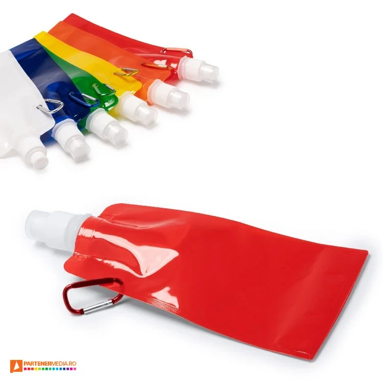 Sticle pliabile realizate din plastic cu capacitate de 400 ml si carabina metalica sticle pliabile de 400 ml cu carabina bi1580