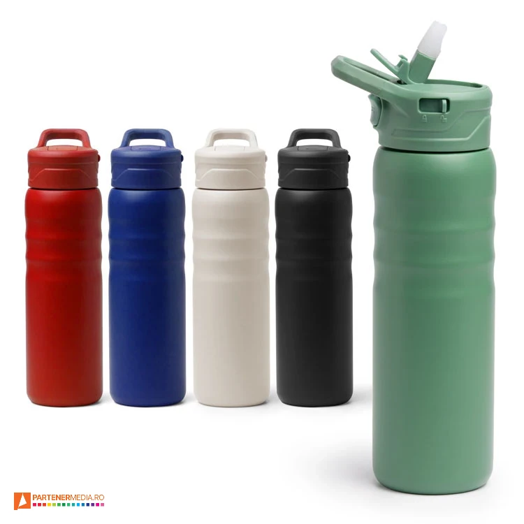 sticle termoizolante cu pai pliabil si corp din otel inoxidabil bi2017 poza 1