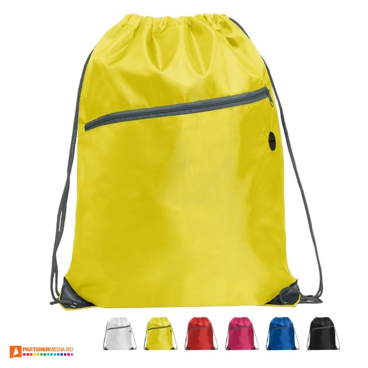 rucsacuri drawstring galbene cu buzunar frontal si iesire audio bo7152 poza 2