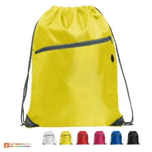 rucsacuri drawstring galbene cu buzunar frontal si iesire audio bo7152 poza 2