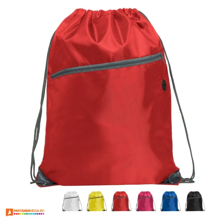 rucsacuri drawstring rosii cu buzunar frontal si iesire audio bo7152 poza 4
