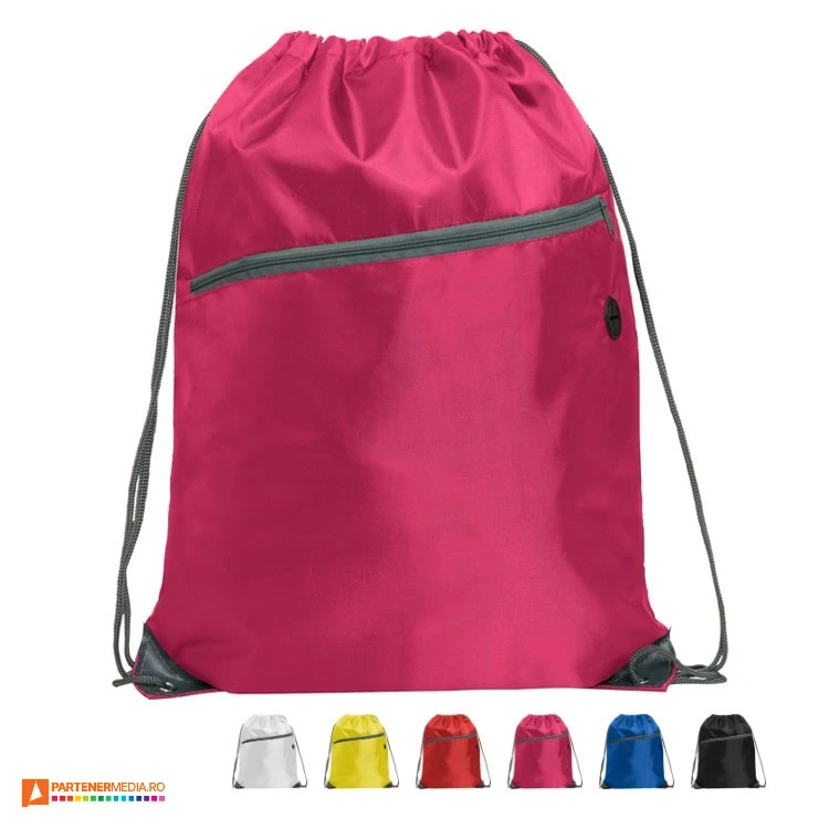rucsacuri drawstring roz cu buzunar frontal si iesire audio bo7152 poza 5