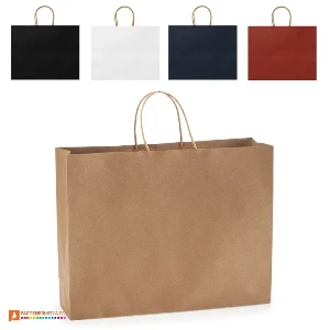 sacose colorate promotionale din hartie kraft cu burduf bo7541