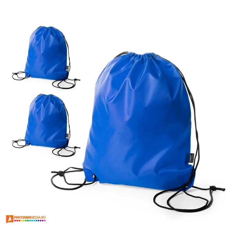 ruscsaci drawstring albastri din poliester reciclat cu snururi duble bo7550 poza 2