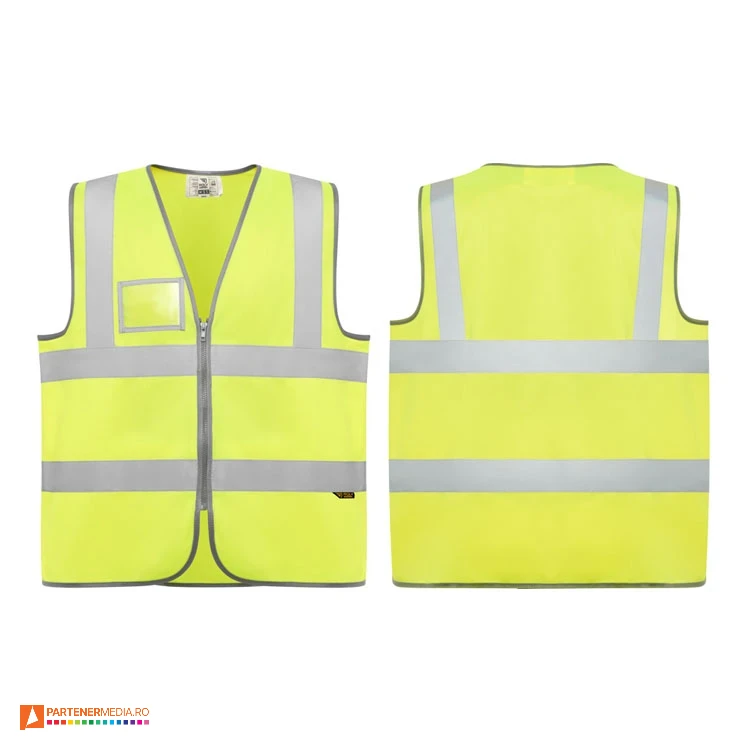 veste reflectorizante galbene cu buzunar transparent cc9311 poza 2